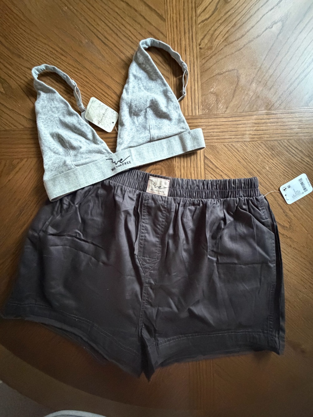 We the Free Free People Black Boxer Shorts and Triangle Bra NWT *SET*